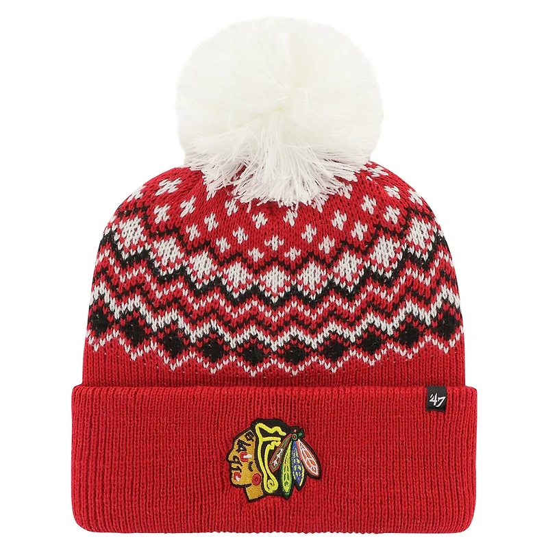 '47 Chicago Blackhawks Elsa Cuffed Knit Hat with Pom