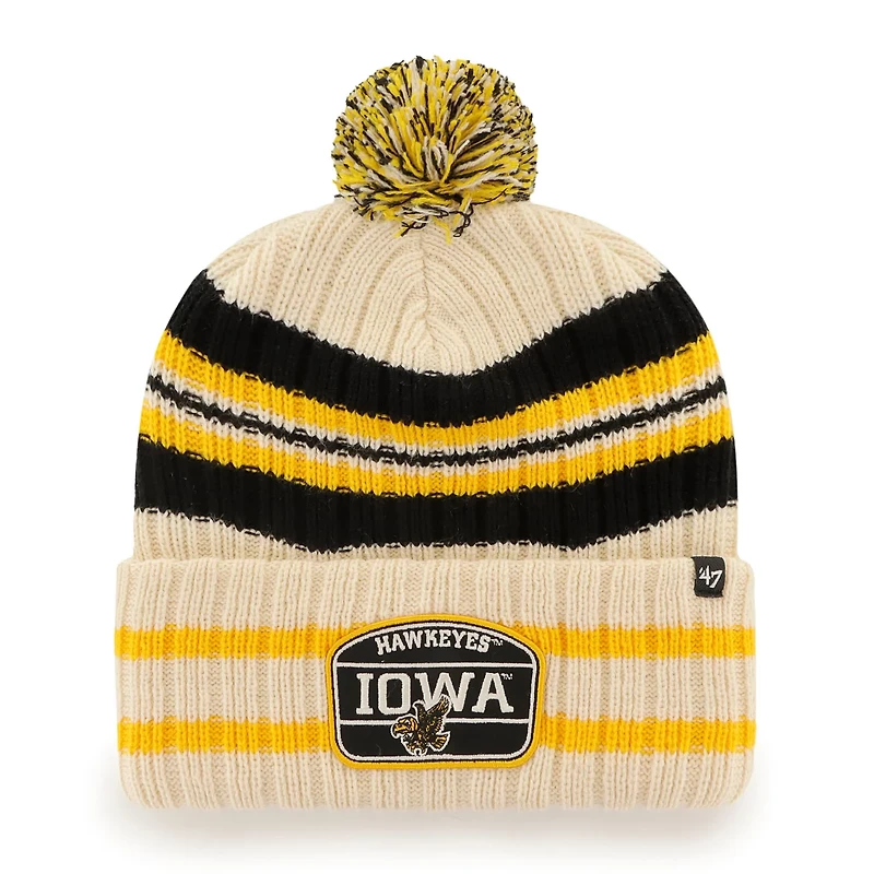 '47 Iowa Hawkeyes Hone Patch Cuffed Knit Hat with Pom