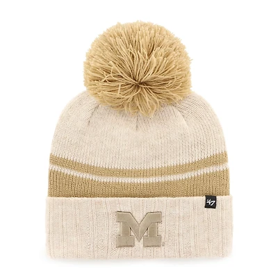 '47 Michigan Wolverines Core  Inline Latte Cuffed Knit Hat with Pom