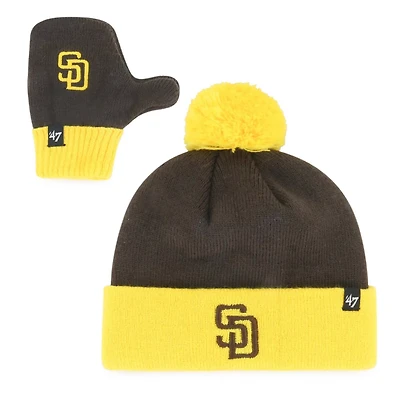 '47 San Diego Padres Bam Bam Cuffed Knit Hat with Pom  Mittens Set