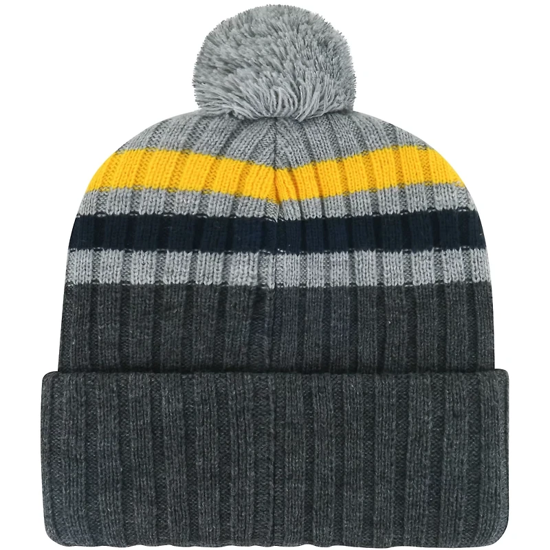 '47 West Virginia Mountaineers Stack Striped Cuffed Knit Hat with Pom