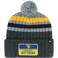 '47 West Virginia Mountaineers Stack Striped Cuffed Knit Hat with Pom