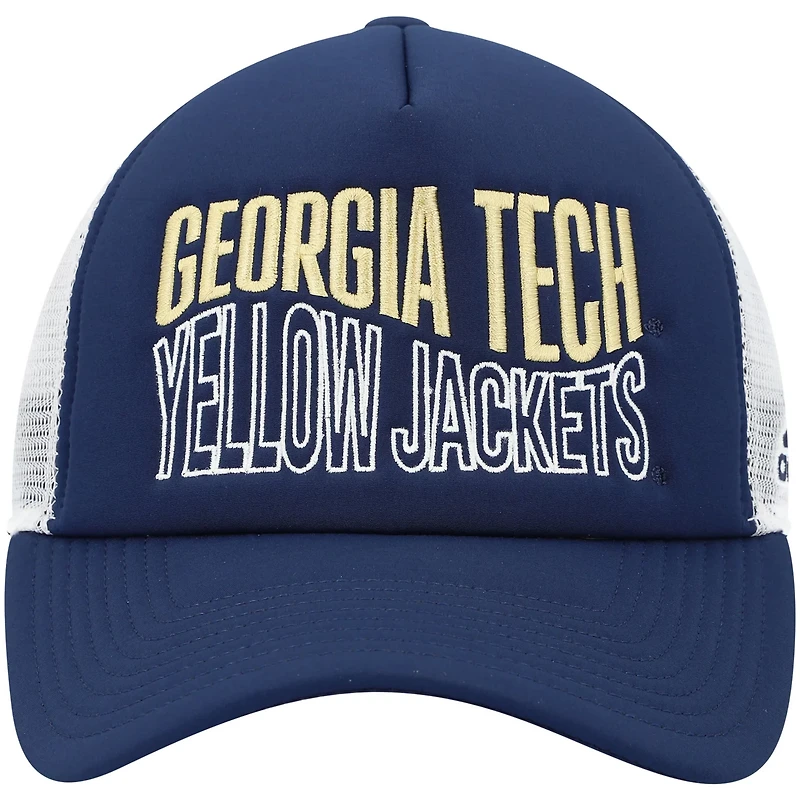 adidas /White Georgia Tech Yellow Jackets Wave Foam Trucker Snapback Hat