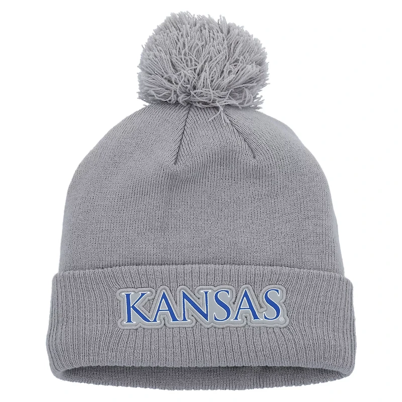 adidas Kansas Jayhawks 2023 Sideline COLDRDY Cuffed Knit Hat with Pom