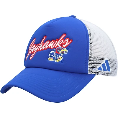 adidas Kansas Jayhawks Script Trucker Snapback Hat