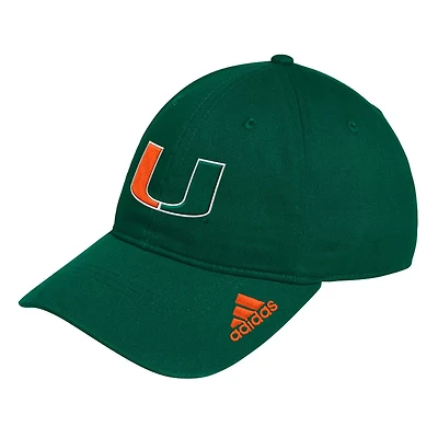 adidas Miami Hurricanes Locker Room Logo Slouch Adjustable Hat