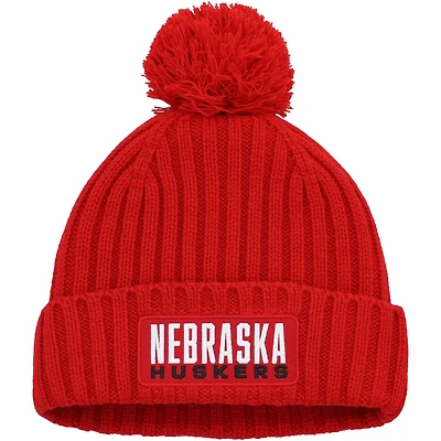 adidas Nebraska Huskers Modern Ribbed Cuffed Knit Hat with Pom