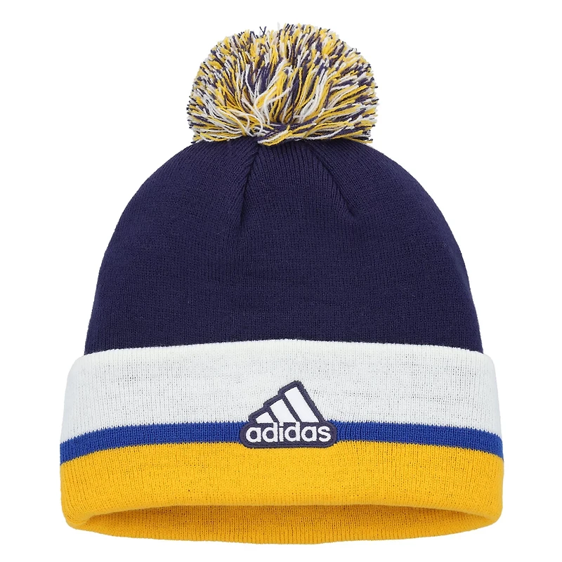 adidas St Louis Blues Team Stripe Cuffed Knit Hat with Pom