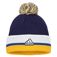 adidas St Louis Blues Team Stripe Cuffed Knit Hat with Pom