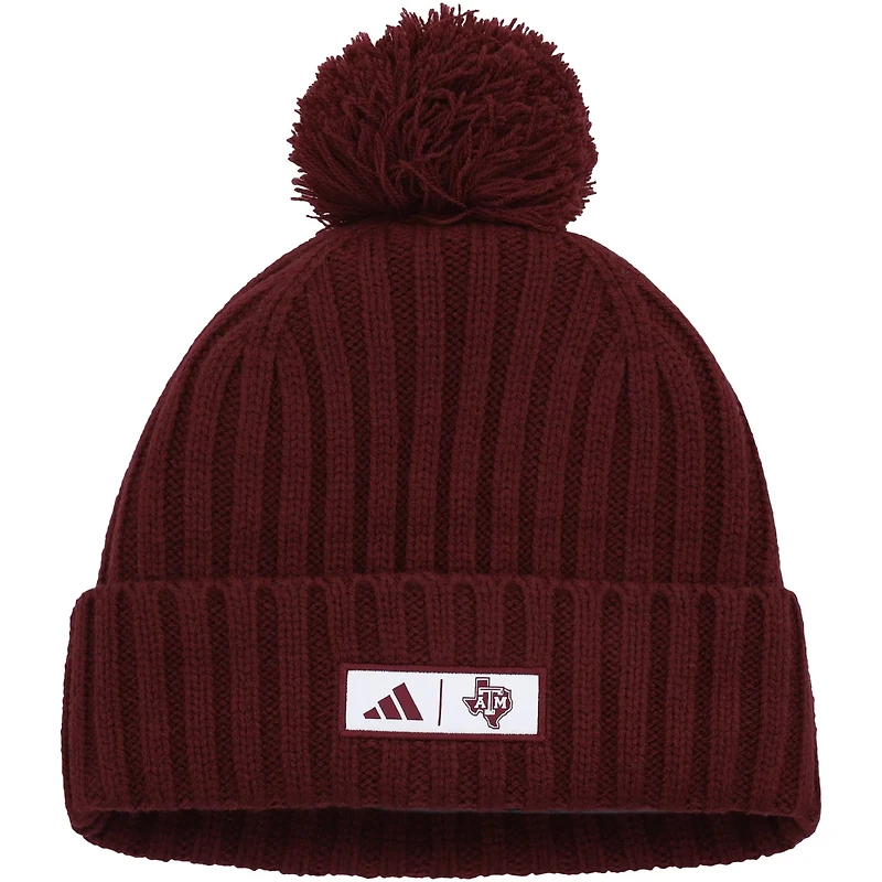 adidas Texas AM Aggies Modern Ribbed Cuffed Knit Hat with Pom