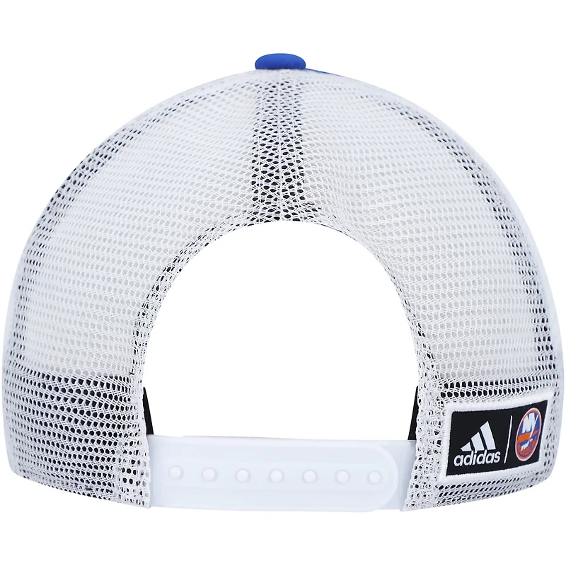 adidas White New York Islanders Team Plate Trucker Snapback Hat