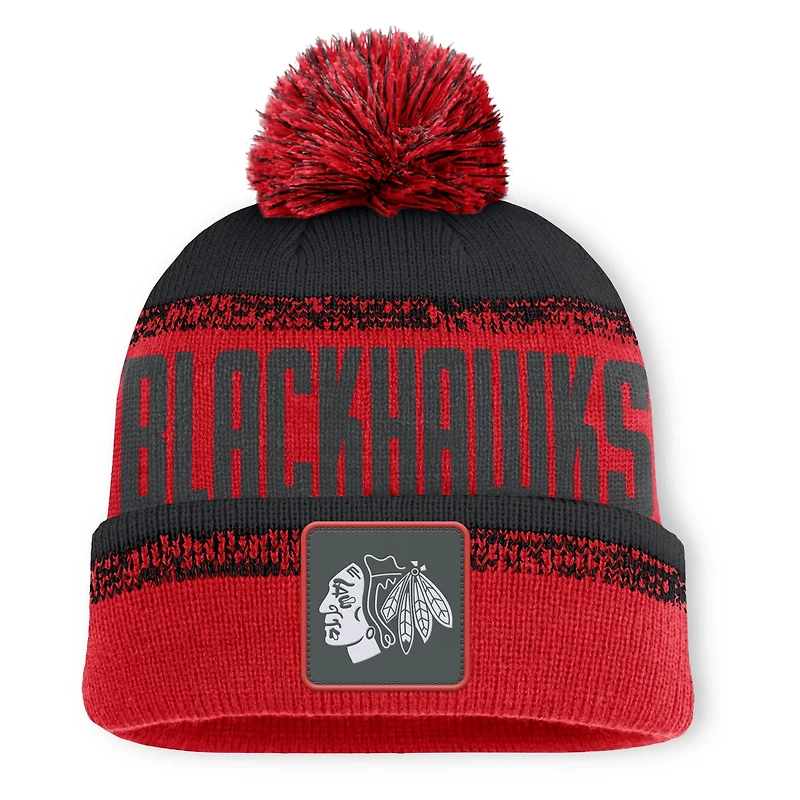 Fanatics Black Chicago Blackhawks Fundamentals Thrive Cuffed Knit Hat with Pom