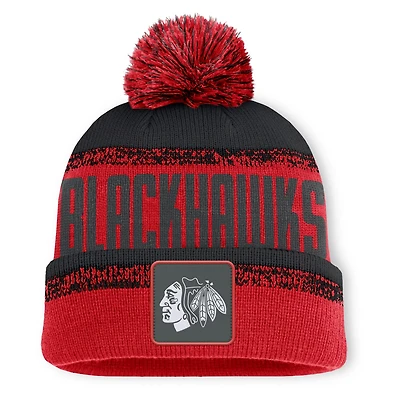 Fanatics Black Chicago Blackhawks Fundamentals Thrive Cuffed Knit Hat with Pom