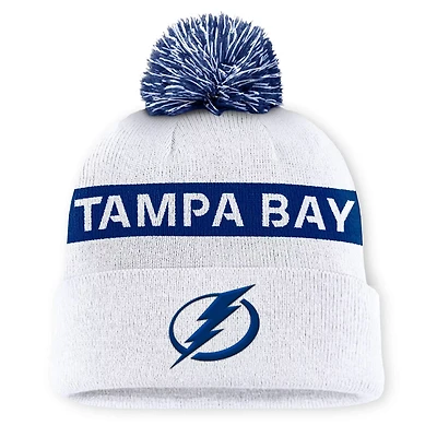 Fanatics Blue Tampa Bay Lightning Authentic Pro Rink Cuffed Knit Hat with Pom
