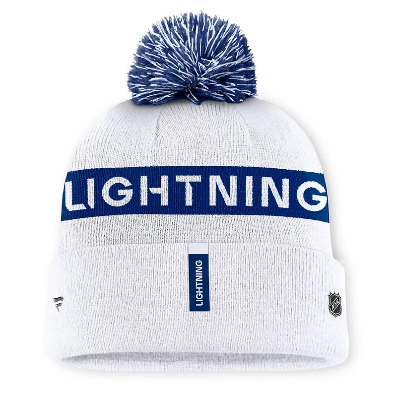 Fanatics Blue Tampa Bay Lightning Authentic Pro Rink Cuffed Knit Hat with Pom