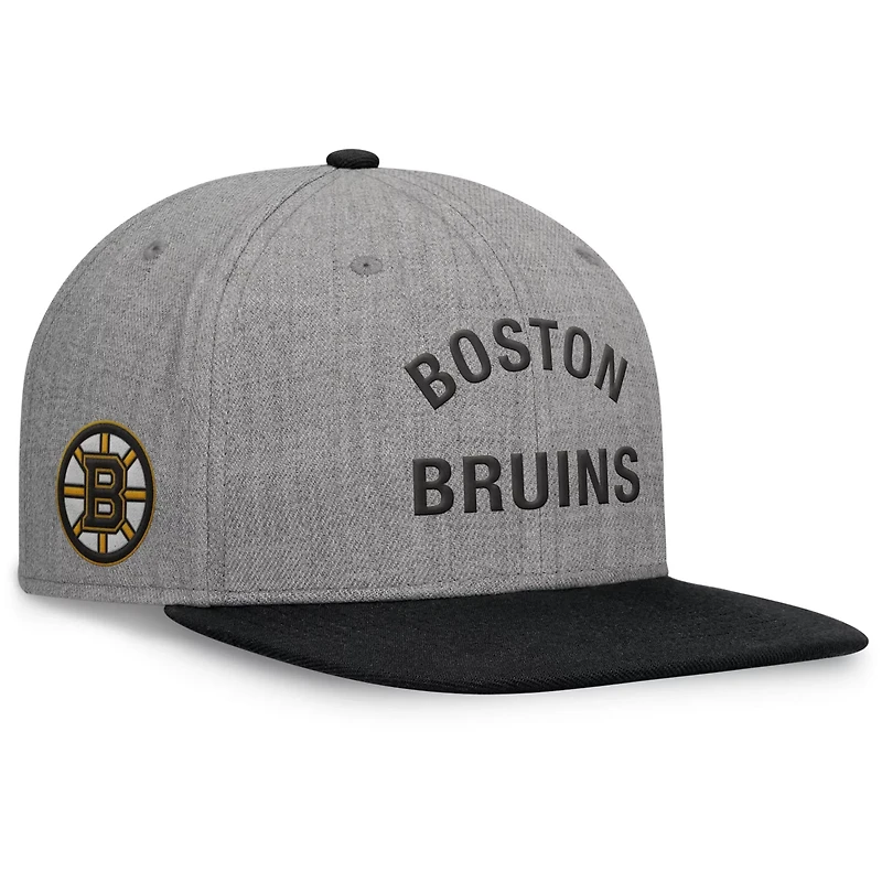 Fanatics Boston Bruins Elements Flat Brim Leather Strapback Hat