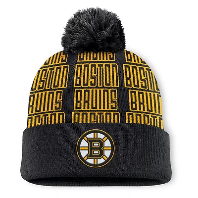 Fanatics Boston Bruins Fundamental Empty Net Cuffed Knit Hat with Pom