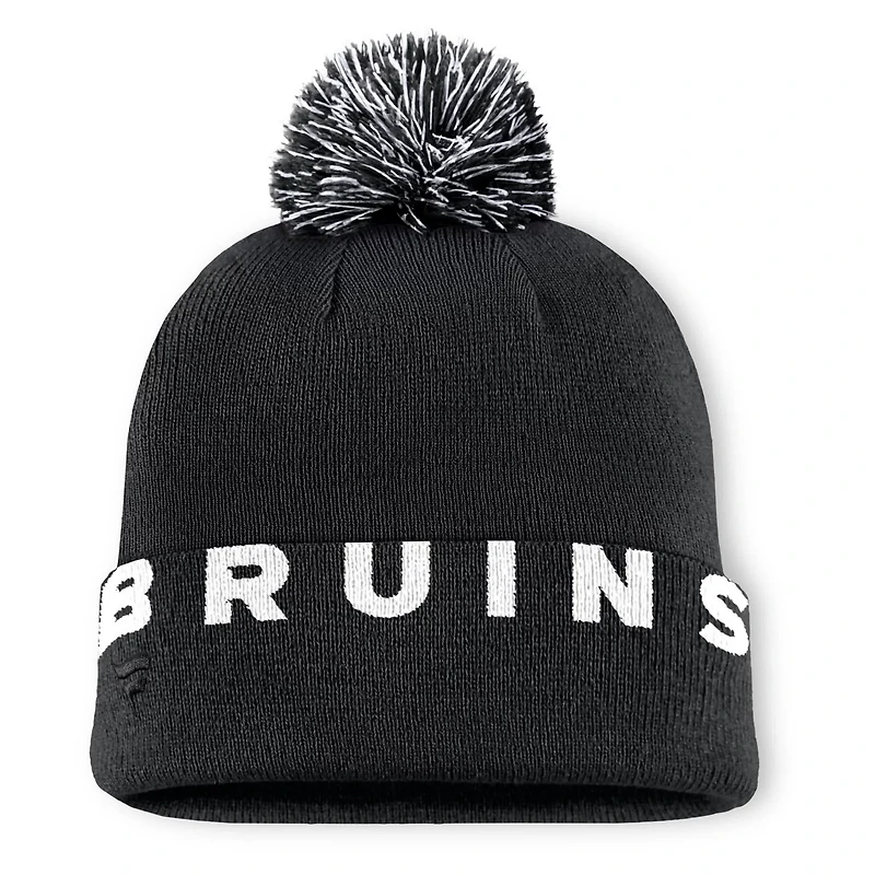 Fanatics Boston Bruins Fundamental High Stick Cuffed Knit Hat with Pom