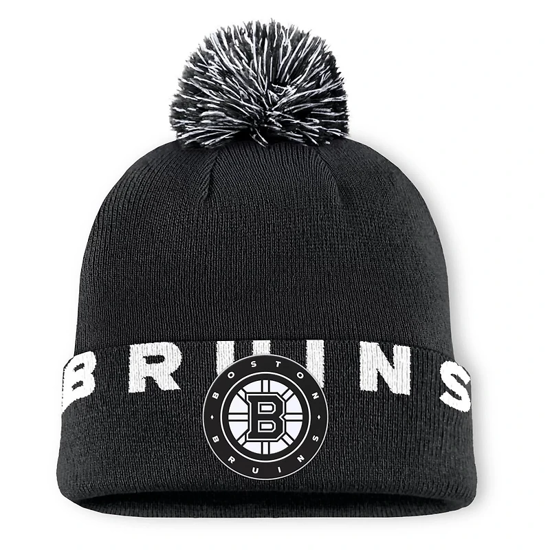 Fanatics Boston Bruins Fundamental High Stick Cuffed Knit Hat with Pom