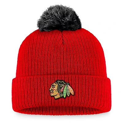 Fanatics Branded Chicago Blackhawks Team Cuffed Knit Hat with Pom