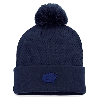 Fanatics Branded Columbus Blue Jackets Authentic Pro Road Cuffed Knit Hat with Pom