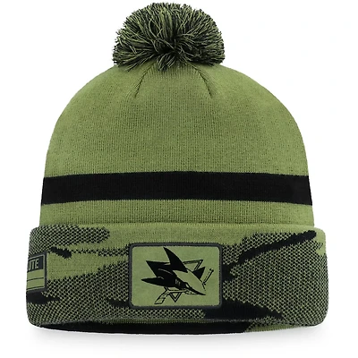 Fanatics Branded San Jose Sharks Military Appreciation Cuffed Knit Hat with Pom