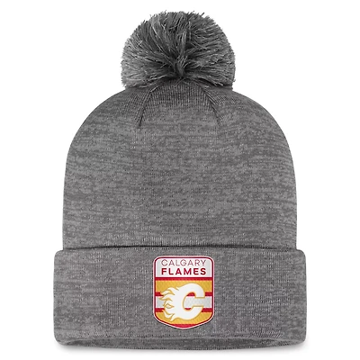 Fanatics Calgary Flames Authentic Pro Home Ice Cuffed Knit Hat with Pom