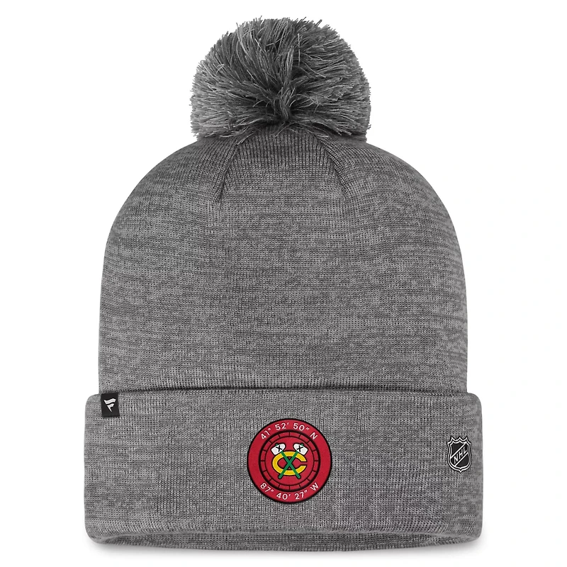 Fanatics Chicago Blackhawks Authentic Pro Home Ice Cuffed Knit Hat with Pom