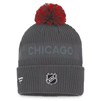 Fanatics Chicago Blackhawks Authentic Pro Home Ice Cuffed Knit Hat with Pom