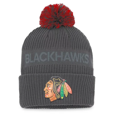 Fanatics Chicago Blackhawks Authentic Pro Home Ice Cuffed Knit Hat with Pom