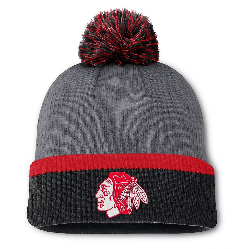 Fanatics Chicago Blackhawks Cuffed Knit Hat with Pom