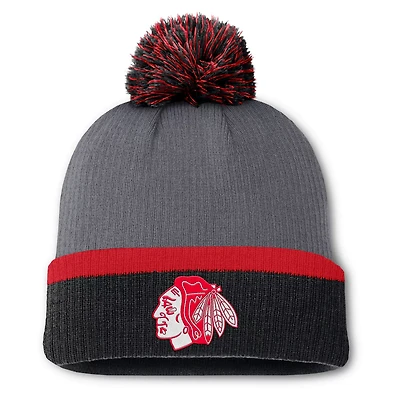 Fanatics Chicago Blackhawks Cuffed Knit Hat with Pom