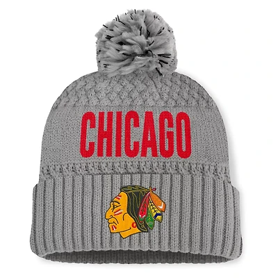 Fanatics Chicago Blackhawks Heritage Tilly Cuffed Knit Hat with Pom