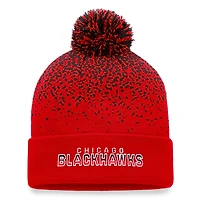 Fanatics Chicago Blackhawks Iconic Gradient Cuffed Knit Hat with Pom