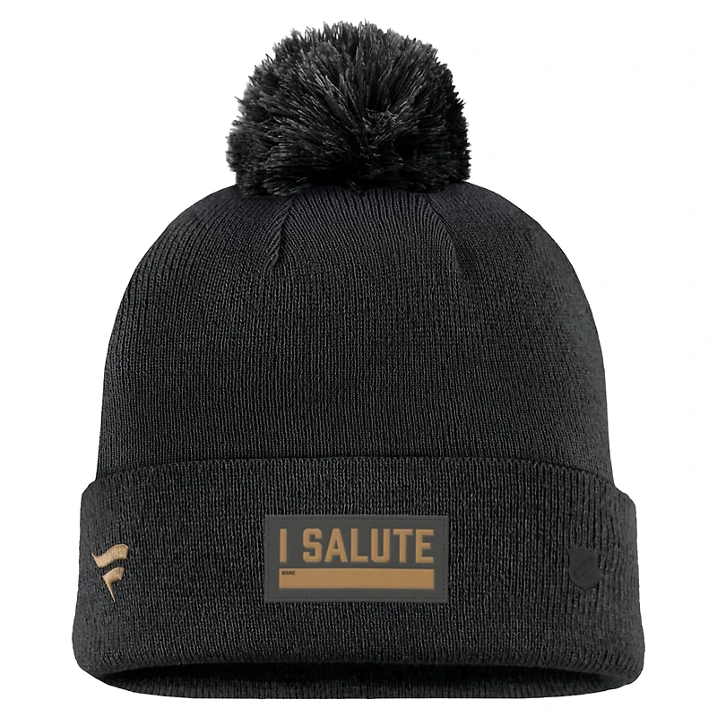 Fanatics Dallas Stars Authentic Pro Military Appreciation Cuffed Knit Hat with Pom