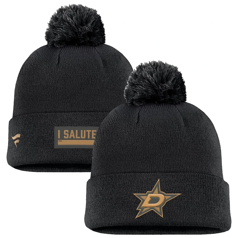 Fanatics Dallas Stars Authentic Pro Military Appreciation Cuffed Knit Hat with Pom