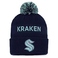 Fanatics Deep Sea /Light Seattle Kraken 2022 NHL Draft Authentic Pro Cuffed Knit Hat with Pom