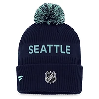 Fanatics Deep Sea /Light Seattle Kraken 2022 NHL Draft Authentic Pro Cuffed Knit Hat with Pom