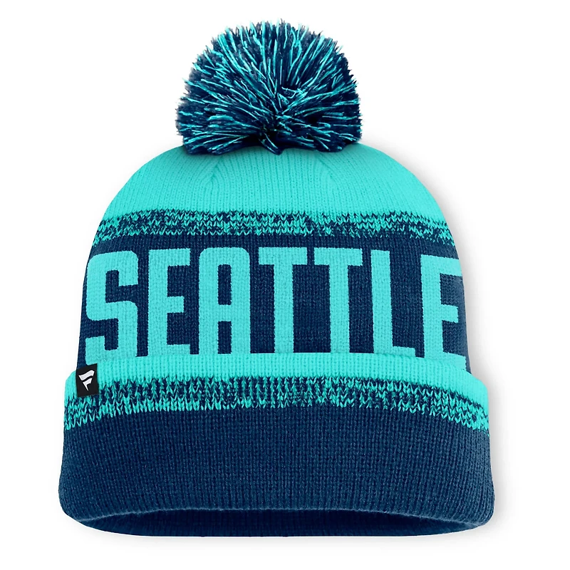 Fanatics Deep Sea Light Seattle Kraken Fundamentals Thrive Cuffed Knit Hat with Pom