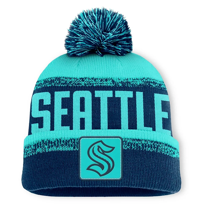 Fanatics Deep Sea Light Seattle Kraken Fundamentals Thrive Cuffed Knit Hat with Pom