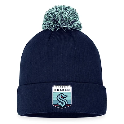 Fanatics Deep Sea Seattle Kraken 2023 NHL Draft Cuffed Knit Hat with Pom