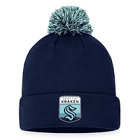 Fanatics Deep Sea Seattle Kraken 2023 NHL Draft Cuffed Knit Hat with Pom
