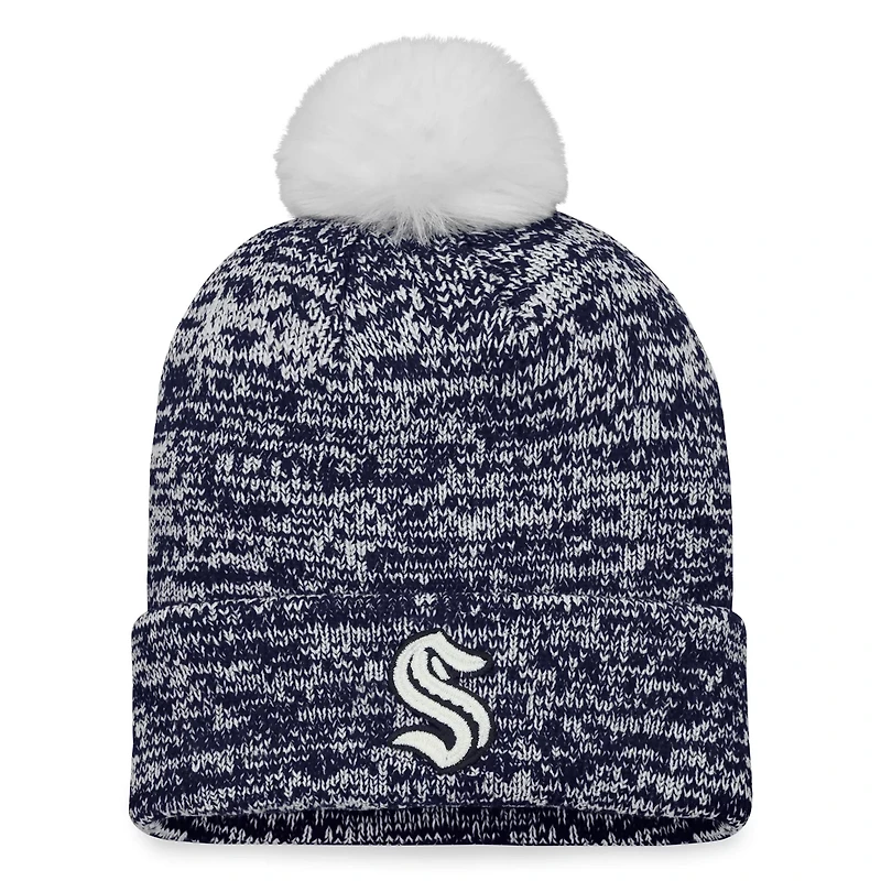 Fanatics Deep Sea Seattle Kraken Glimmer Cuffed Knit Hat with Pom