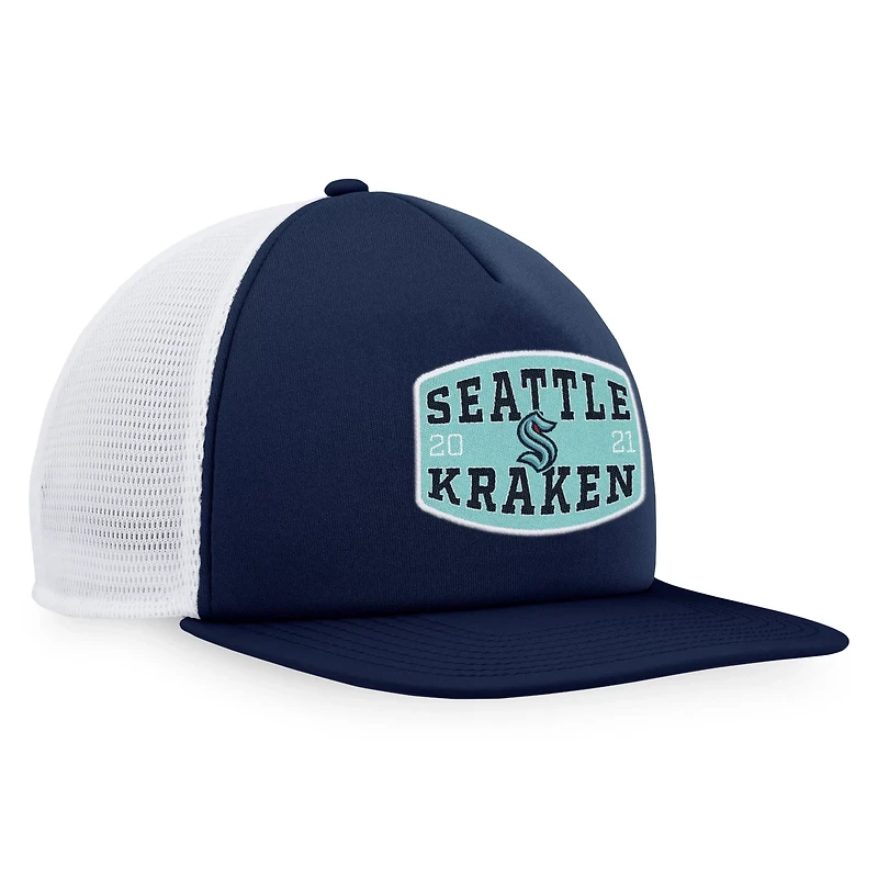 Fanatics Deep Sea /White Seattle Kraken Foam Front Patch Trucker Snapback Hat