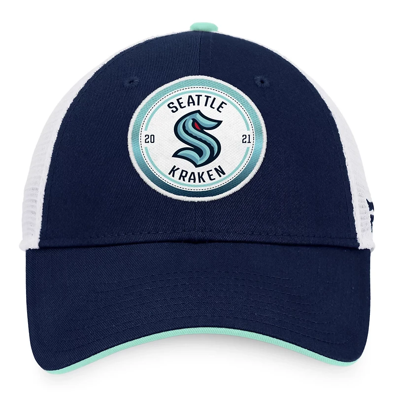 Fanatics Deep Sea /White Seattle Kraken Iconic Gradient Trucker Snapback Hat