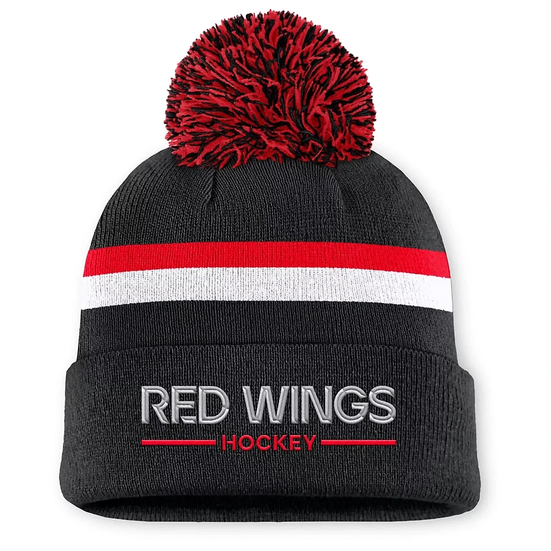 Fanatics Detroit Red Wings Authentic Pro Rink Cuffed Knit Hat with Pom