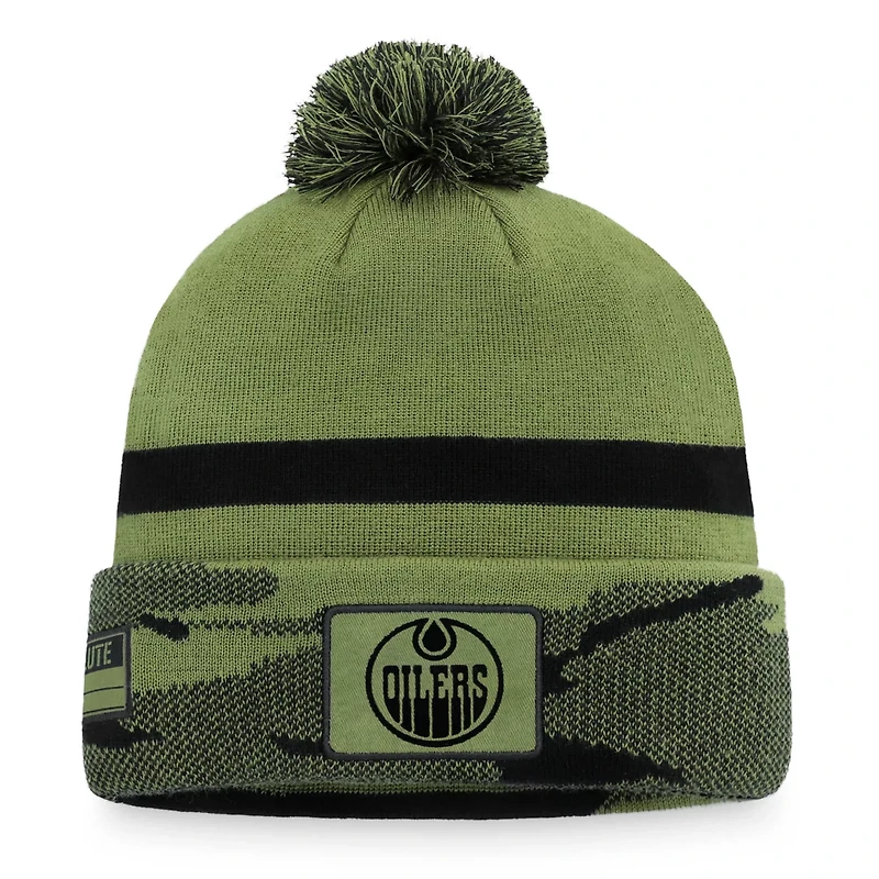 Fanatics Edmonton Oilers Military Appreciation Cuffed Knit Hat with Pom