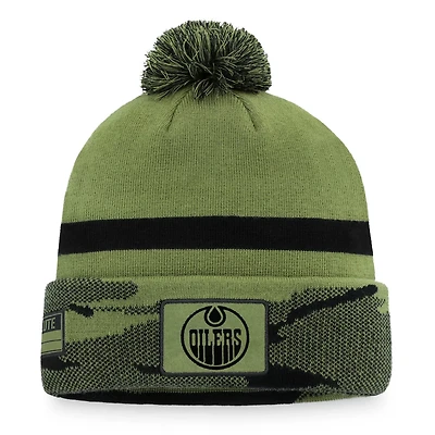 Fanatics Edmonton Oilers Military Appreciation Cuffed Knit Hat with Pom