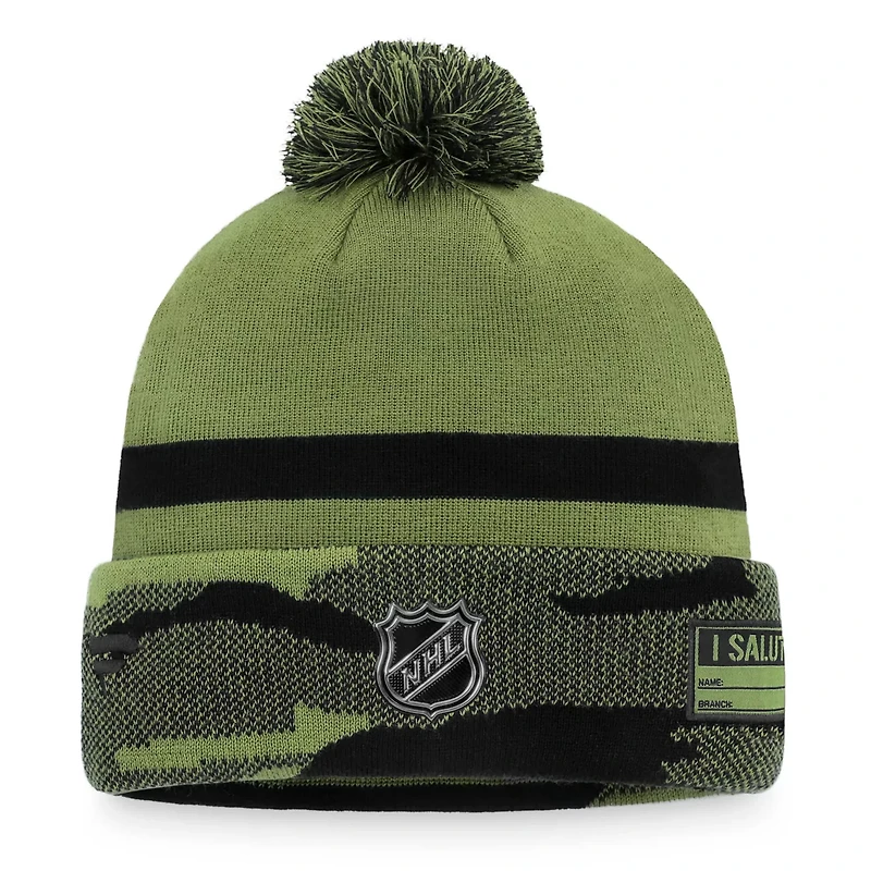 Fanatics Edmonton Oilers Military Appreciation Cuffed Knit Hat with Pom