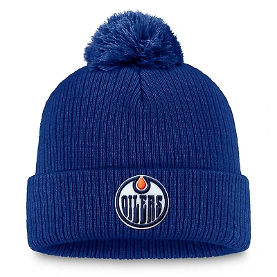 Fanatics Edmonton Oilers Primary Logo Cuffed Knit Hat with Pom